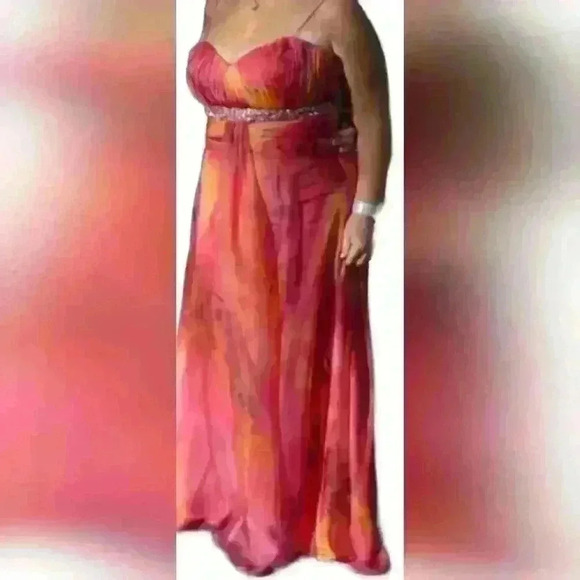 Tony Bowls Paris | Gorgeous Gown in Pinks and Oranges Size 16 - Picture 4 of 10